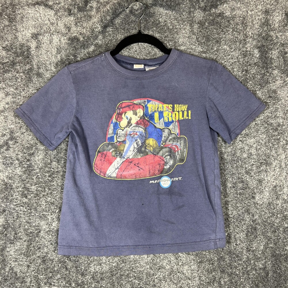 Nintendo Shirt Boys 8 Blue Mario Kart Wii Thats How I Roll Graphic Gamer Tee